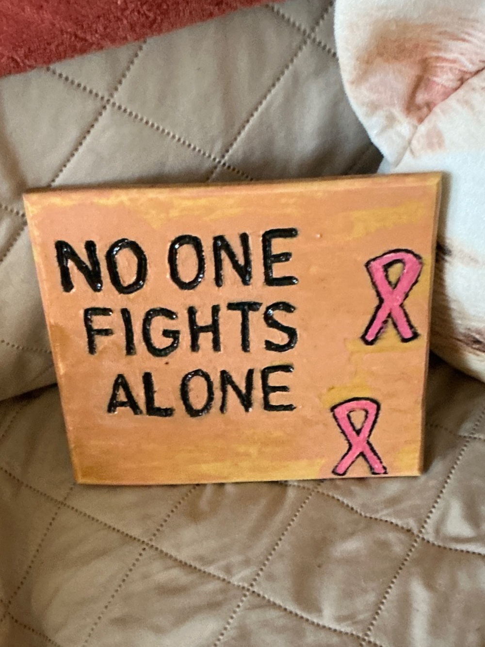 No One Fights Alone Pink Ribbon Canvas